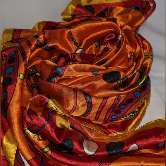Colorful Large Printed Orange Fashion Scarf - Picture 6 of 8